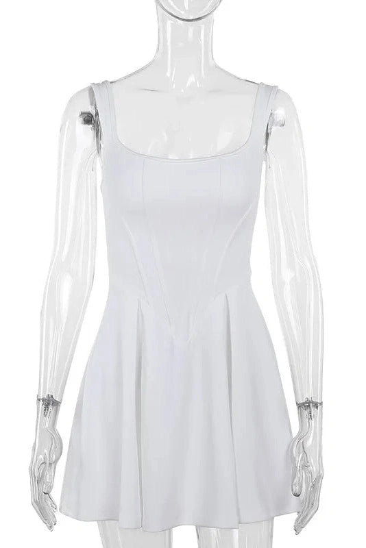 Elegant Square Neck Mini Dress