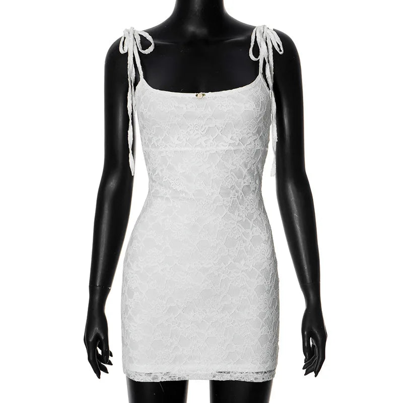 Style 2024 Summer New Women's Clothing Solid Color Low Cut Sleeveless Lace High Waisted Camisole Skirt