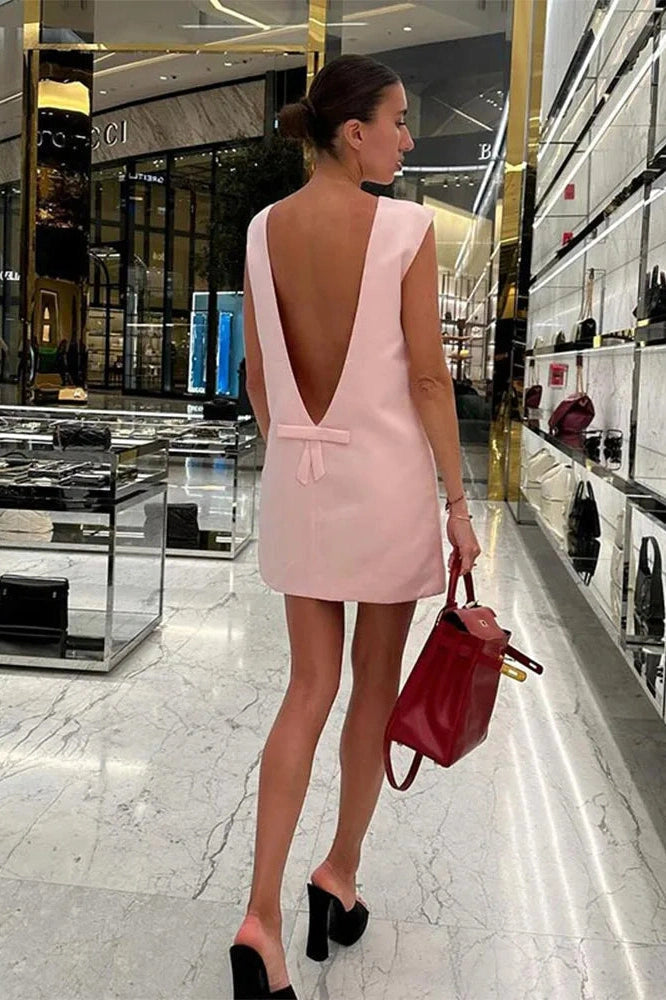 Strappy Sleeveless Backless Mini Dress