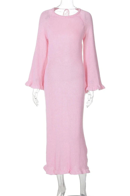 Lace-Up Loose Backless Mini Dress