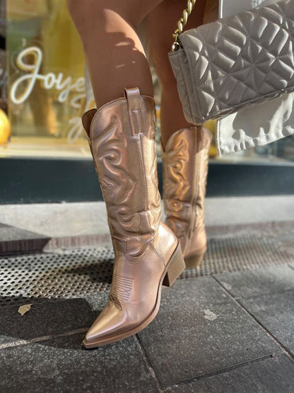 Botines casuales estilo vaquero occidental con tacón para mujer | Ideales para días informales