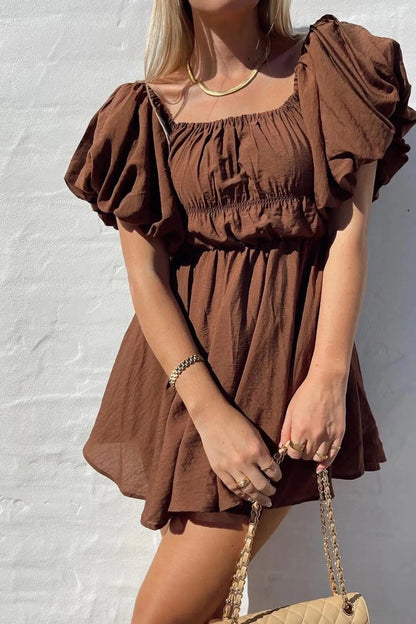 Puff Sleeve Off Shoulder A-Line Mini Dress