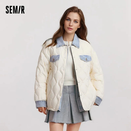 Down Jacket Women Mid-Length Waterproof Patchwork  New Winter Antistatic Loose Outerwear Down Jacket
