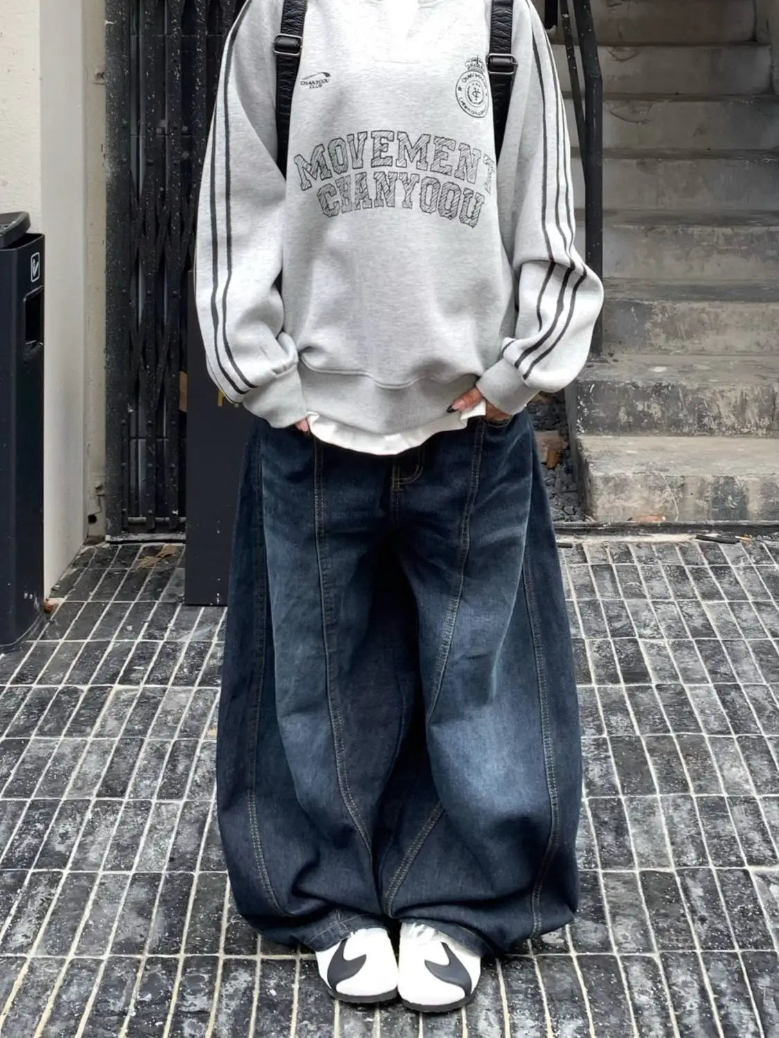 Y2k Letter Embroidery Washed Women Jeans Vintage Harajuku Wide Leg Denim Pants Baggy Gyaru Scimitar Trousers Streetwear