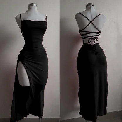 explosive new dress summer high sensibility halter strap Spice Girl bag hip dress