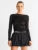 Summer See-Through Mesh T-shirt Top Women Pleated Patchwork See-Through Slim Cropped Top Tee Female Solid T-shirt Pullover