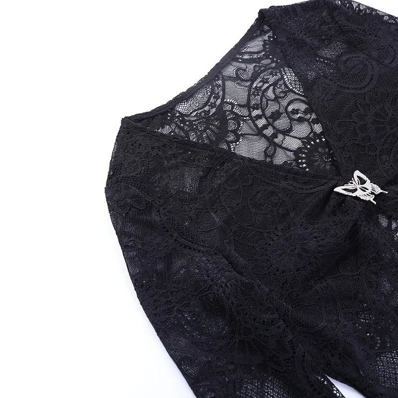 Gothic V-Neck Mesh Top