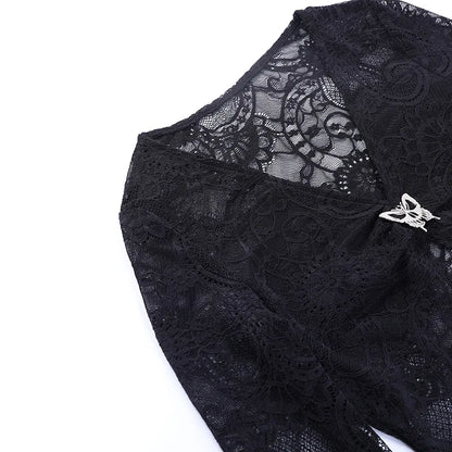 Gothic V-Neck Mesh Top