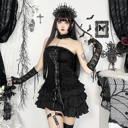 Lace Patchwork Strapless Corset