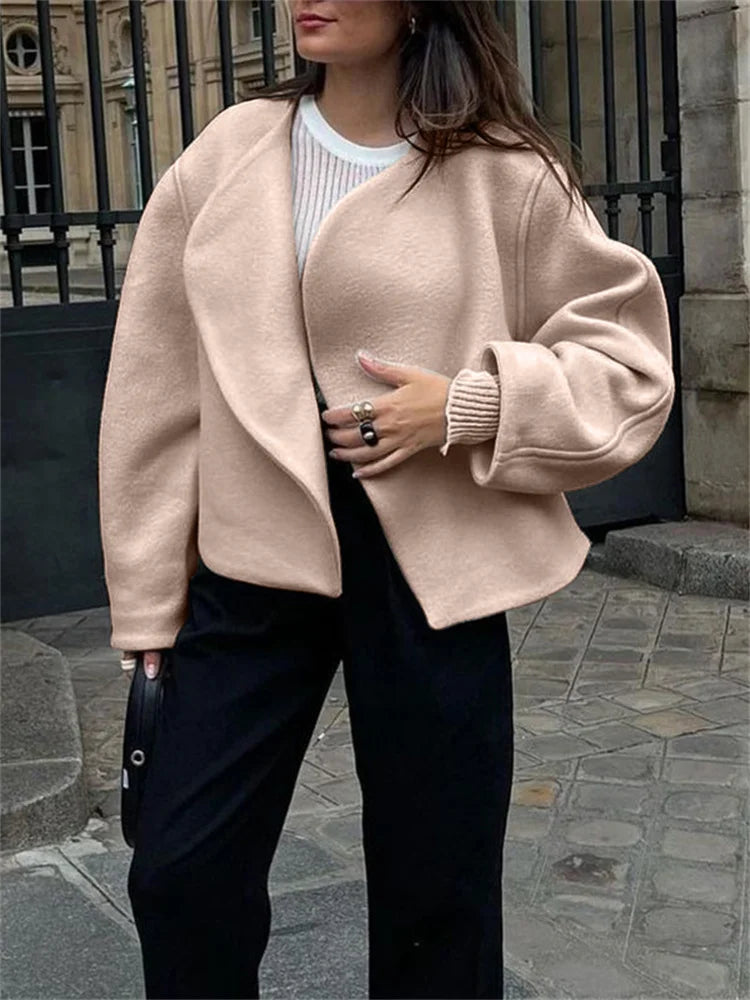 Casual Lapel Cardigan Top Women’s Long Sleeve Fashion Patchwork Elegant Loose Solid jackets Female Autumn Outwear Cardigan