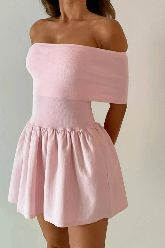 Strapless High Waist A-Line Mini Dress