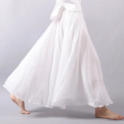 Skirts For Women Female Bohemian Beach A Line Dress Double Layer Elastic Waist Long Maxi Comfortable Temperament Skirts