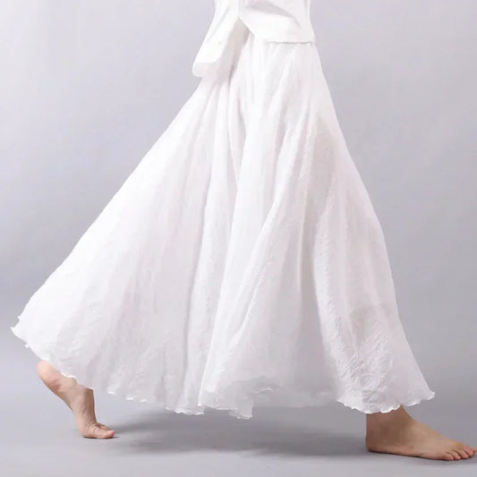 Skirts For Women Female Bohemian Beach A Line Dress Double Layer Elastic Waist Long Maxi Comfortable Temperament Skirts