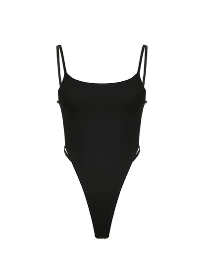 Solid Backless Skinny Sexy Slip Bodysuit Women Summer Rave Outfits