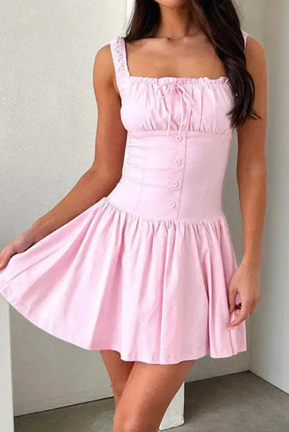 Lace-Up Draped Mini Dress