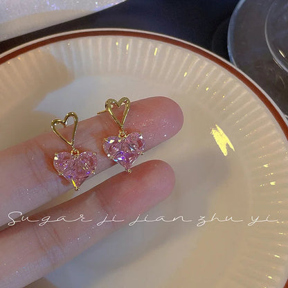 Lizakosht Peach Zircon Bow Earrings for Women Fashion Jewelry Gifts