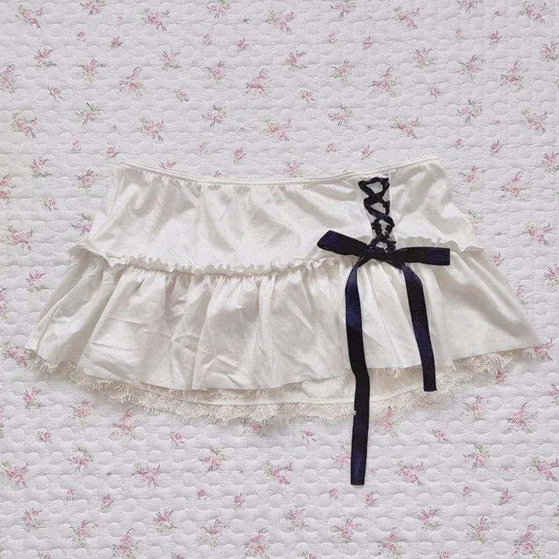 dress lace Harajuku solid color Y2K slit short skirt cute emo girls comfortable satin aesthetic sling dress