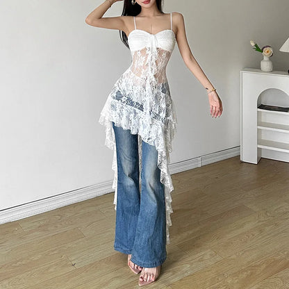 Irregular Hem Ruffle Midi Dress