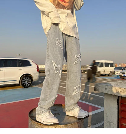 Embroidered Flare Denim Pants