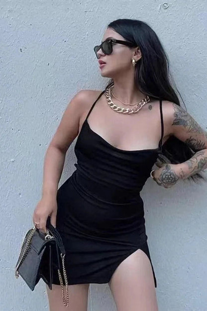Spaghetti Strap Backless Mini Dress