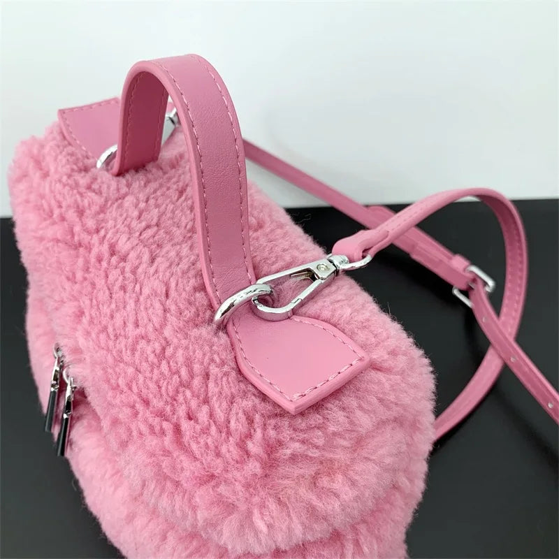 Luxury Brand Designer Box Bag Women  Winter Trendy Faux Fur Shoulder Bags Handbag Y2k Girls Fashion Festival Crossbody Bag