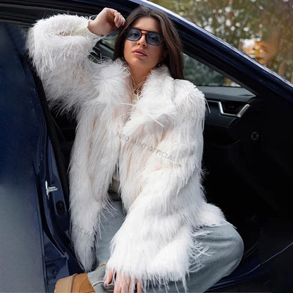 Winter Furry Faux Fur Coat Long Women Luxury Brand Tassels Fluffy Fur Jacket Female Streetwear Super Warm Overcoat