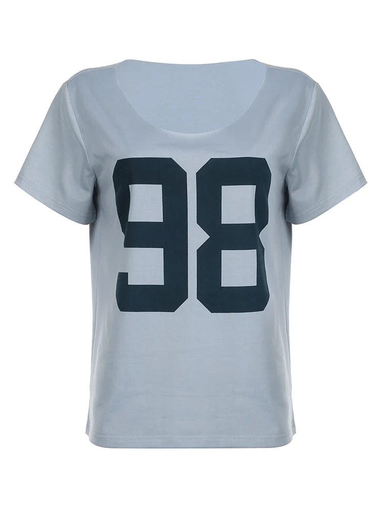 Figure Print Loose Casual Boyfriend Long T-Shirt Women O Neck Short Sleeve Summer Korean Top Tees Simple Lazy Homewear