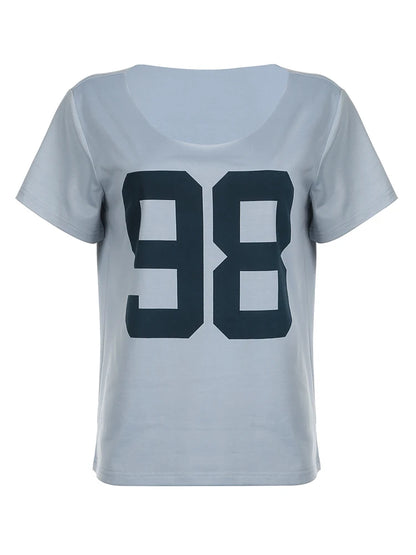 Figure Print Loose Casual Boyfriend Long T-Shirt Women O Neck Short Sleeve Summer Korean Top Tees Simple Lazy Homewear