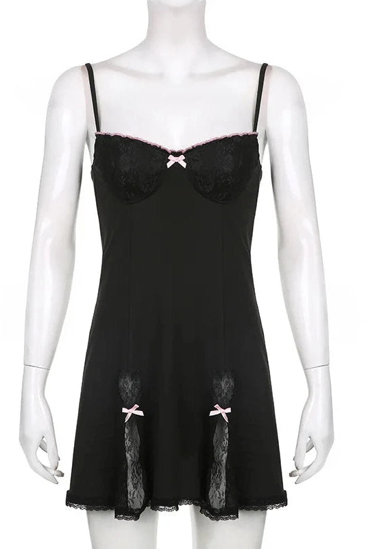 Lace Patched Mini Dress