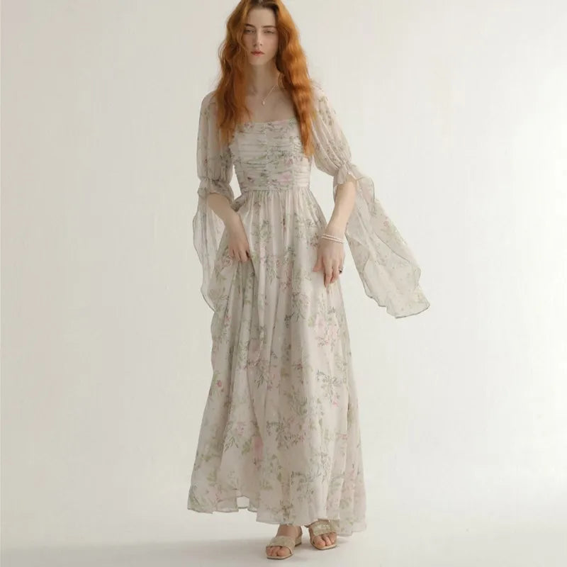 French Vintage Princess Long Dresses Women  Autumn New A-line Elegant Casual Evening Party Dress One Piece Vestidos Mujer
