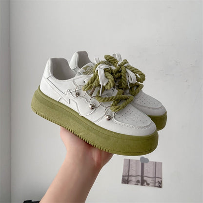 Zapatillas de plataforma transpirables con cordones y suela gruesa para mujer | Ideales para cualquier temporada