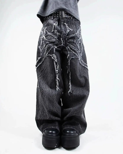 Gothic Embroidered Wide Leg Pants