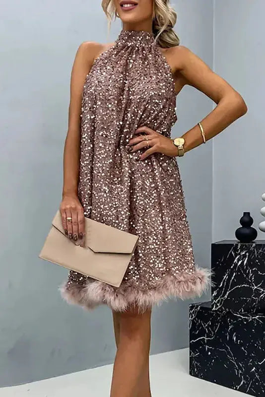 Glitter A-Line Mini Dress