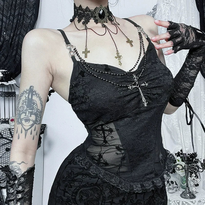 Skeleton Print Crop Corset