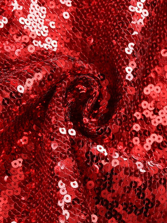 Odalys One Shoulder Red Sequin Mini Dress with 3D Flowers