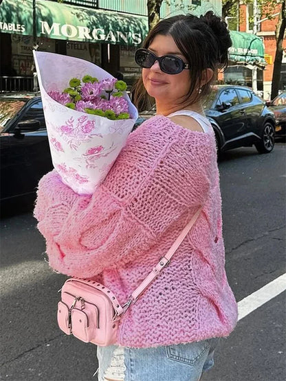 Casual Knitwear Sweater Pullover Female Loose Fashion See-Through Autumn  Beach Holiday Clothes Women’s Knit Pullover