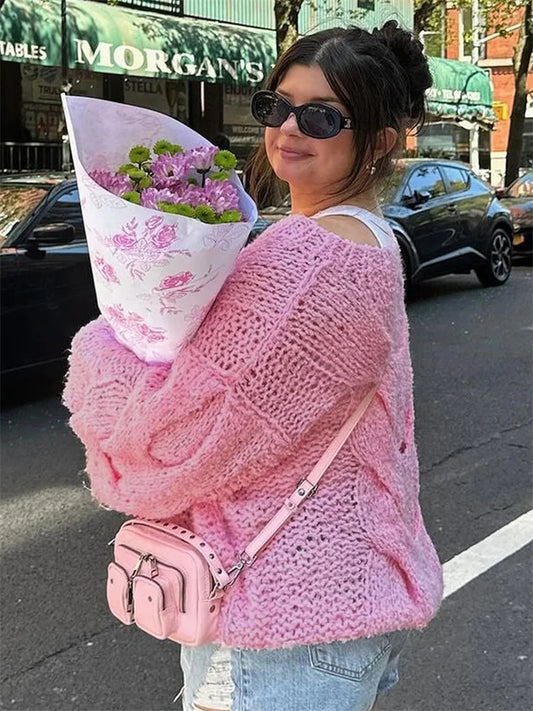 Casual Knitwear Sweater Pullover Female Loose Fashion See-Through Autumn  Beach Holiday Clothes Women’s Knit Pullover