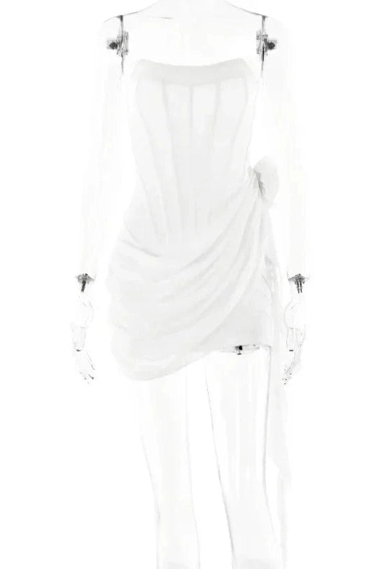 Off Shoulder Backless See Through Mini Dress