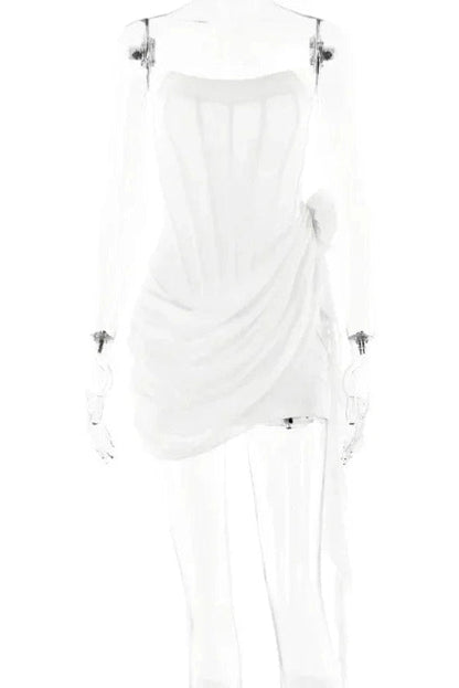 Off Shoulder Backless See Through Mini Dress