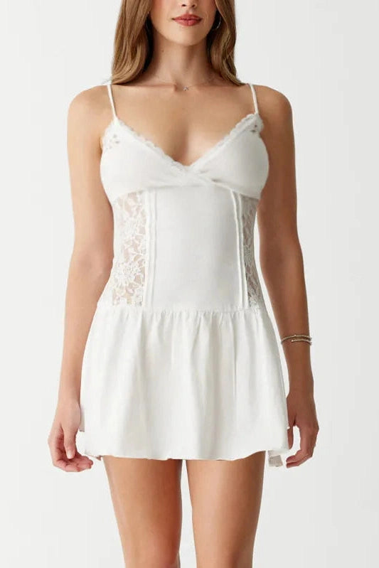 Patchwork Sleeveless V-Neck Mini Dress