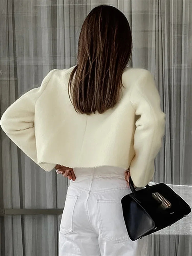 Casual Fashion Long Sleeve Cardigan Coat For Women Patchwork Elegant Slim Solid Cropped Top Streetwear Women’s Outwear New