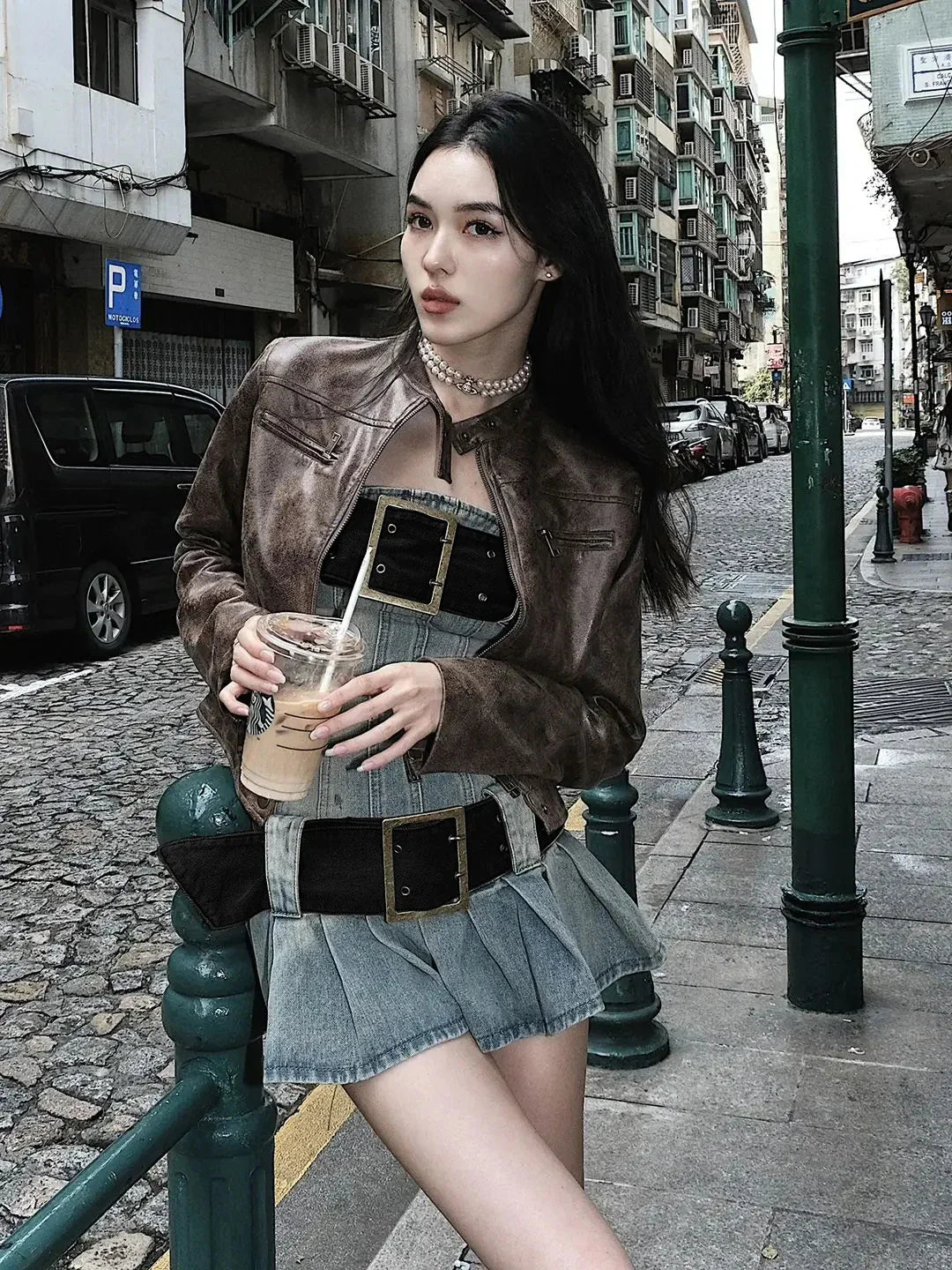 Vintage Y2k Strapless Denim Dress Bodycon Korean Kpop Belt Pleated Mini Dress 2000s Streetwear