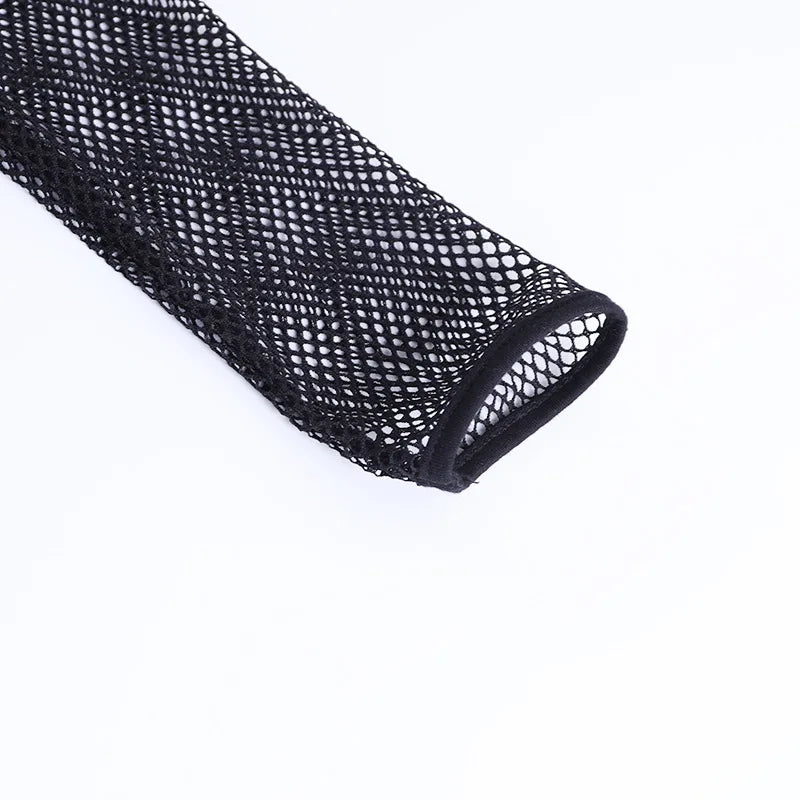 Buckle Detail Crop Mesh Top