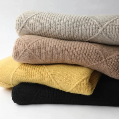 Autumn and Winter New Women’s Pullover Sweater Thickened Warmth Fashion Knitted Wool Sweater High Collar DF4845