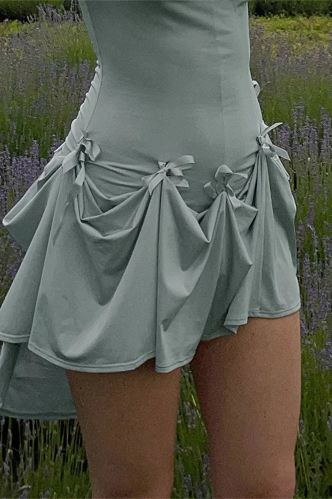 High Waist Sleeveless Mini Dress with Straps