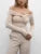 Summer Off-Shoulder Sexy T-shirt Top Women’s Pleated Long Sleeve Inner V-Neck White Slim Twist Cropped Pullover Female Tee