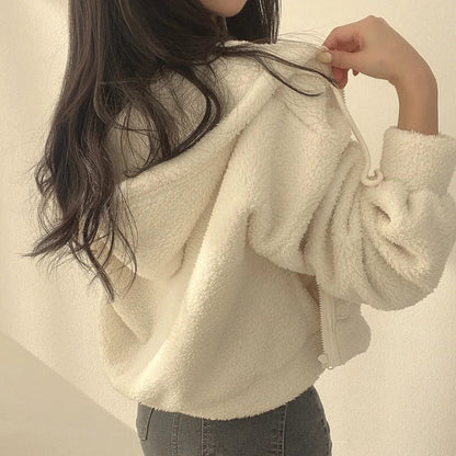 Lamb Fur Velvet Trim Coat