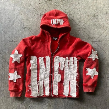 Patchwork Letter Pullover Hoodie
