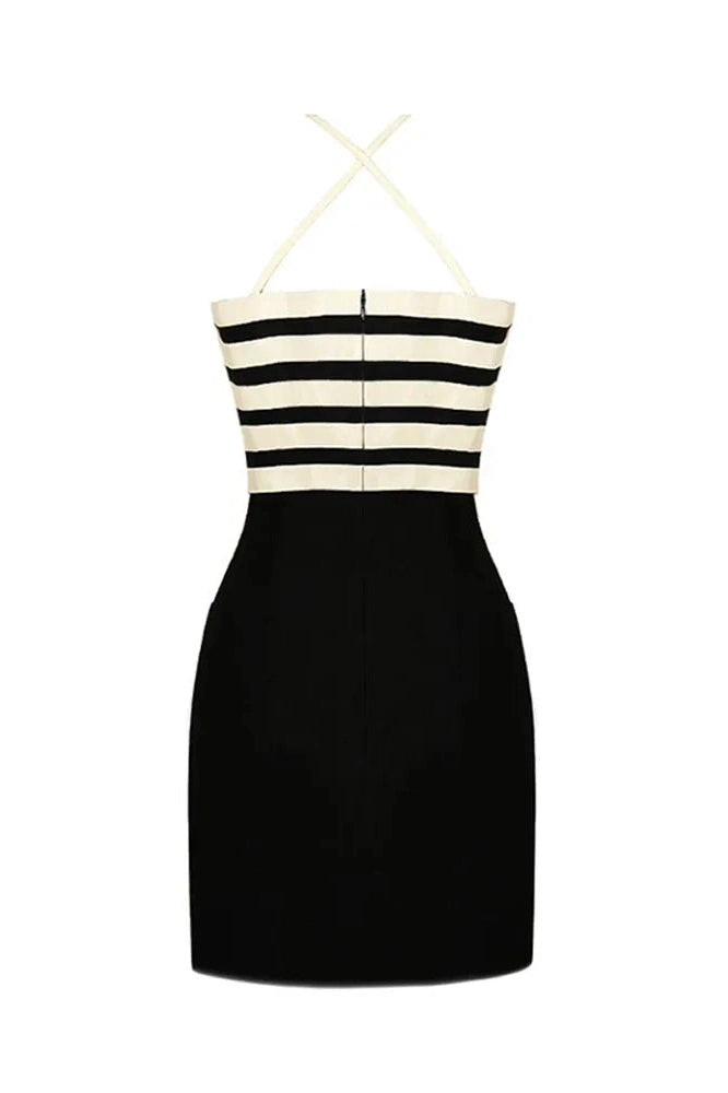 Sleeveless O Neck Slim Fit Mini Dress with Straps