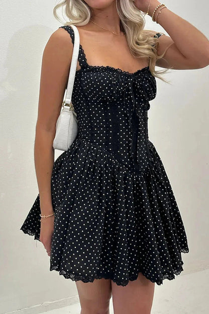 Printed A-Line Mini Dress with Spaghetti Straps